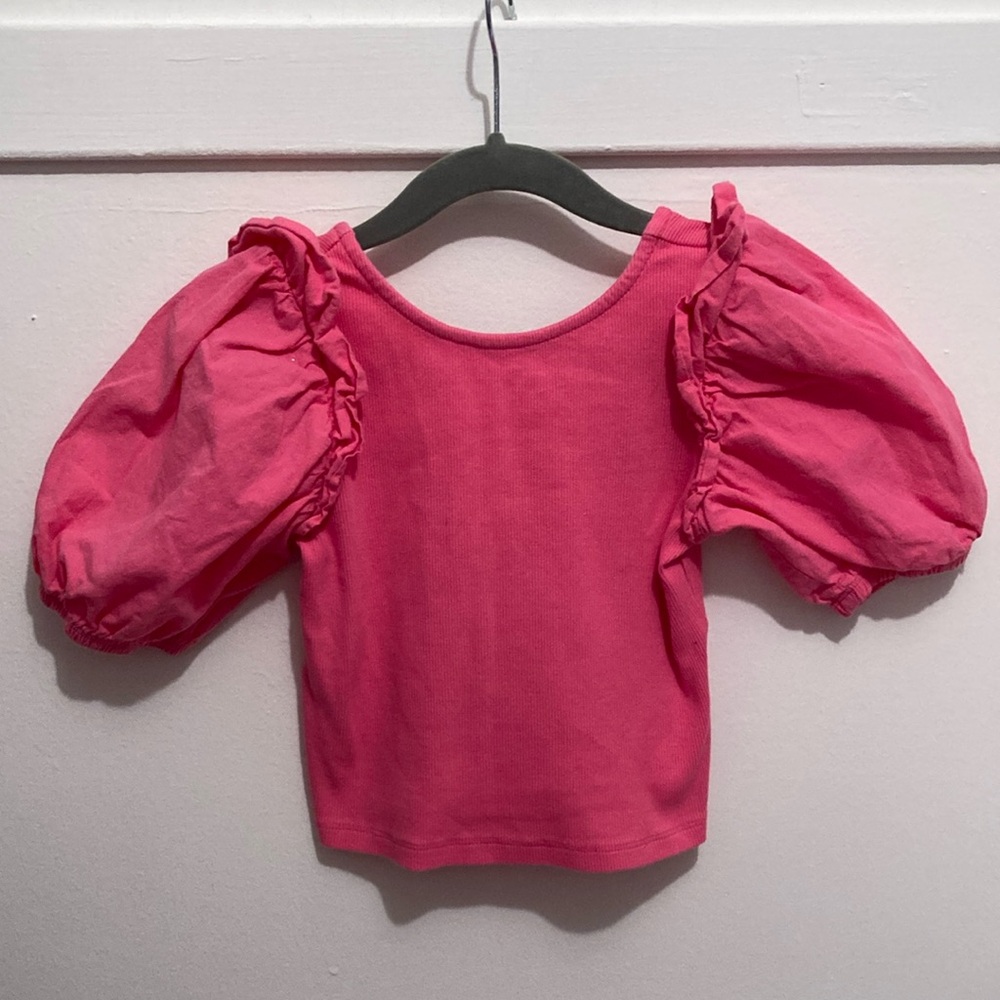 Zara size 6 pink shirt with puff sleeve. EUC